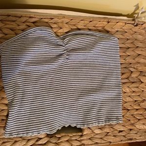 Blue and White Striped Crop Top